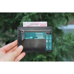 Zip Deri Fermuarlı Kartlık ZPCH VS4 Gri