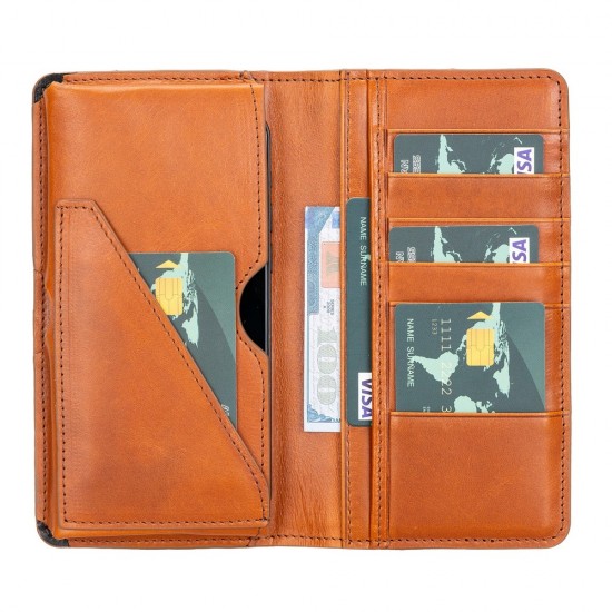 Calvina 6.5 inch Uyumlu Deri Kartlıklı Kılıf RST2 Taba