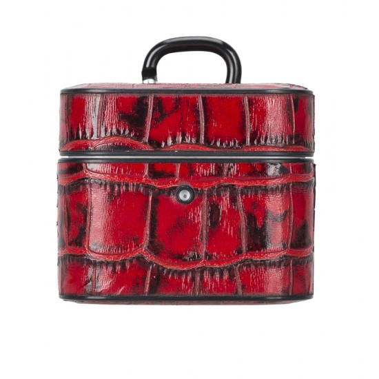 Casquet Apple AirPods 3.nesil Uyumlu Deri Kılıf YK5 Kırmızı