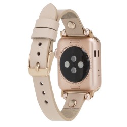 Apple Watch Uyumlu Deri Kordon 42-44-45mm RT ERC3 Bej
