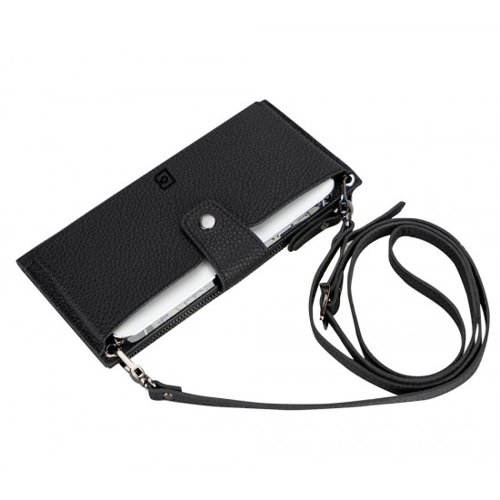 Lozan Strap 6.5 inch Uyumlu Deri Kartlıklı Kılıf ERC1 Siyah