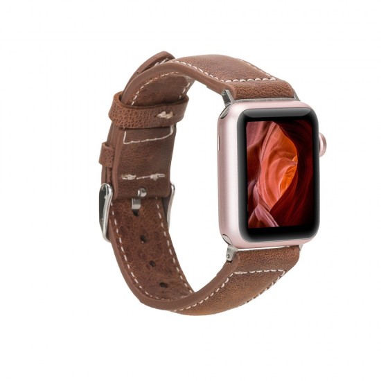 Apple Watch Uyumlu Deri Kordon 42-44-45mm NM1-AS2 Taba Apple Watch Uyumlu Deri Kordon 42-44-45mm NM1-AS2 Taba