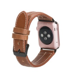Apple Watch Uyumlu Deri Kordon 42-44-45mm NM3-AS2 Taba Apple Watch Uyumlu Deri Kordon 42-44-45mm NM3-AS2 Taba