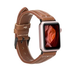 Apple Watch Uyumlu Deri Kordon 42-44-45mm NM3-AS2 Taba Apple Watch Uyumlu Deri Kordon 42-44-45mm NM3-AS2 Taba