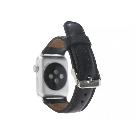 Apple Watch Uyumlu Deri Kordon 42-44-45mm RST1 Siyah