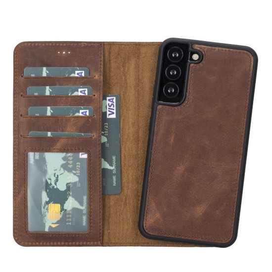 Samsung Galaxy S22 Plus Uyumlu Deri Cüzdanlı Kılıf MWWN G2 Kahve Samsung Galaxy S22 Plus Uyumlu Deri Cüzdanlı Kılıf MWWN G2 Kahve