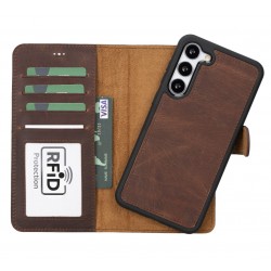 Samsung Galaxy S23 Plus Uyumlu Deri Cüzdanlı Kılıf G2 Kahve