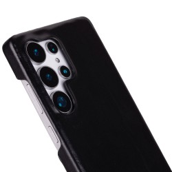 Samsung Galaxy S25 Ultra Uyumlu, Hakiki Deri, El Yapımı Arka Kapak, Kömür Siyah
