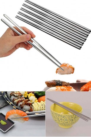 Metal Paslanmaz Çelik Chopstick Çin Çubuğu